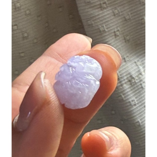 天然A貨緬甸玉 冰潤粉紫360度手工微雕一條龍翡翠小龍珠 過底滿色紫 色滿聚色水頭好 紫能見-細節圖5