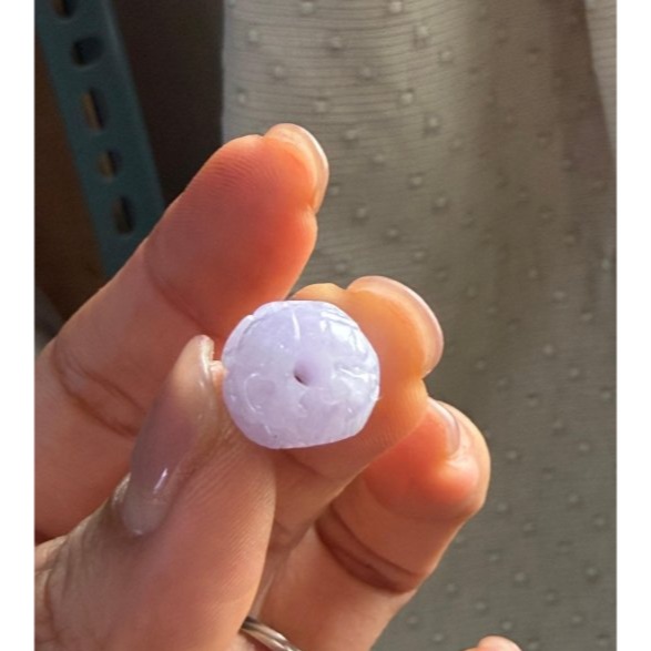 天然A貨緬甸玉 冰潤粉紫360度手工微雕一條龍翡翠小龍珠 過底滿色紫 色滿聚色水頭好 紫能見-細節圖6