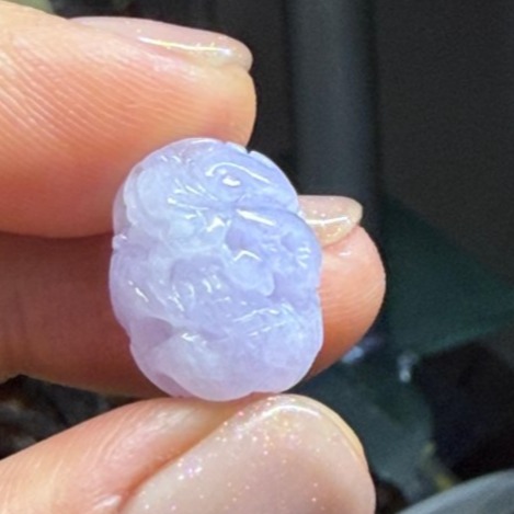 天然A貨緬甸玉 冰潤粉紫360度手工微雕一條龍翡翠小龍珠 過底滿色紫 色滿聚色水頭好 紫能見-細節圖8