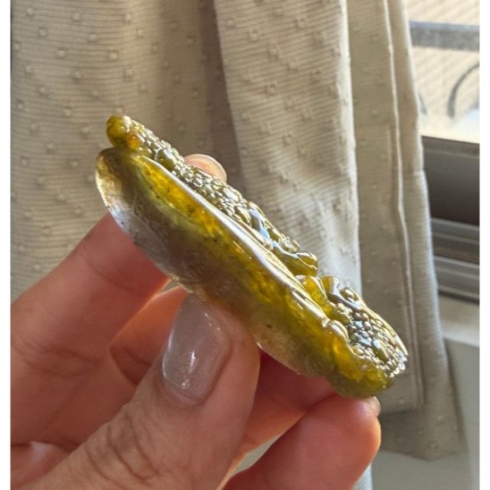 天然A貨緬甸玉 老坑秋香綠三彩手工雕福祿傳家帶子金蟾翡翠擺件 滿色冰梨黃俏橘紅帶白冰 腳踩大三元財富代代相傳-細節圖6
