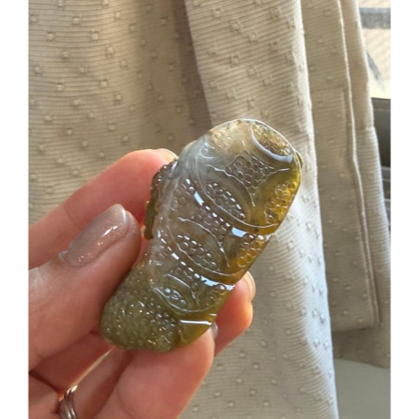 天然A貨緬甸玉 老坑秋香綠三彩手工雕福祿傳家帶子金蟾翡翠擺件 滿色冰梨黃俏橘紅帶白冰 腳踩大三元財富代代相傳-細節圖7