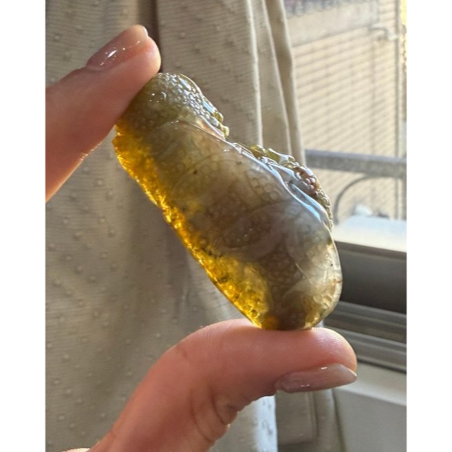 天然A貨緬甸玉 老坑秋香綠三彩手工雕福祿傳家帶子金蟾翡翠擺件 滿色冰梨黃俏橘紅帶白冰 腳踩大三元財富代代相傳-細節圖8