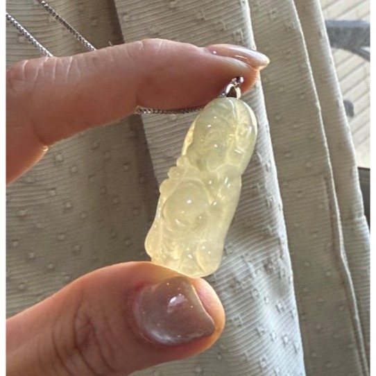 天然A貨緬甸玉 冰梨黃滿色財神翡翠玉墜 有厚度肚圓澎有財 法像和藹 色勻稱冰透光 配戴無壓力大小-細節圖5