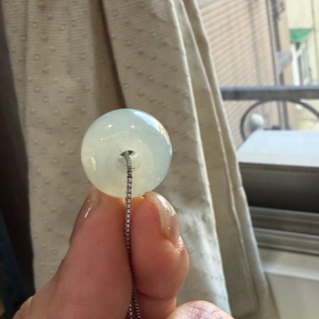天然A貨緬甸玉 冰種老形膠珠平安扣翡翠玉墜 起光感冰膠底妝 淺晴綠底色 9.6咪飽胖甜甜圈-細節圖6