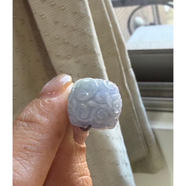 天然A貨緬甸玉 冰潤亮紫俏綠15.3mm雕花翡翠桶珠/頂珠 水潤無晶體 看的見紫 精緻雕紋工藝-細節圖3