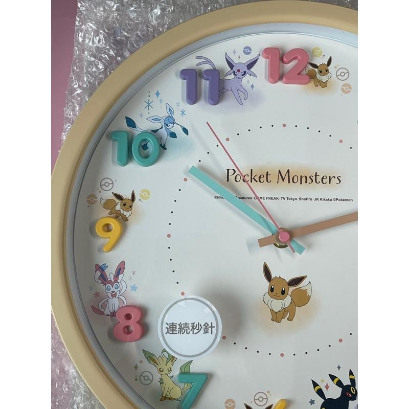 【日本正版】圓形掛鐘 立體數字 連續秒針無滴答聲 禮物 生日禮物 三麗鷗 寶可夢-細節圖3