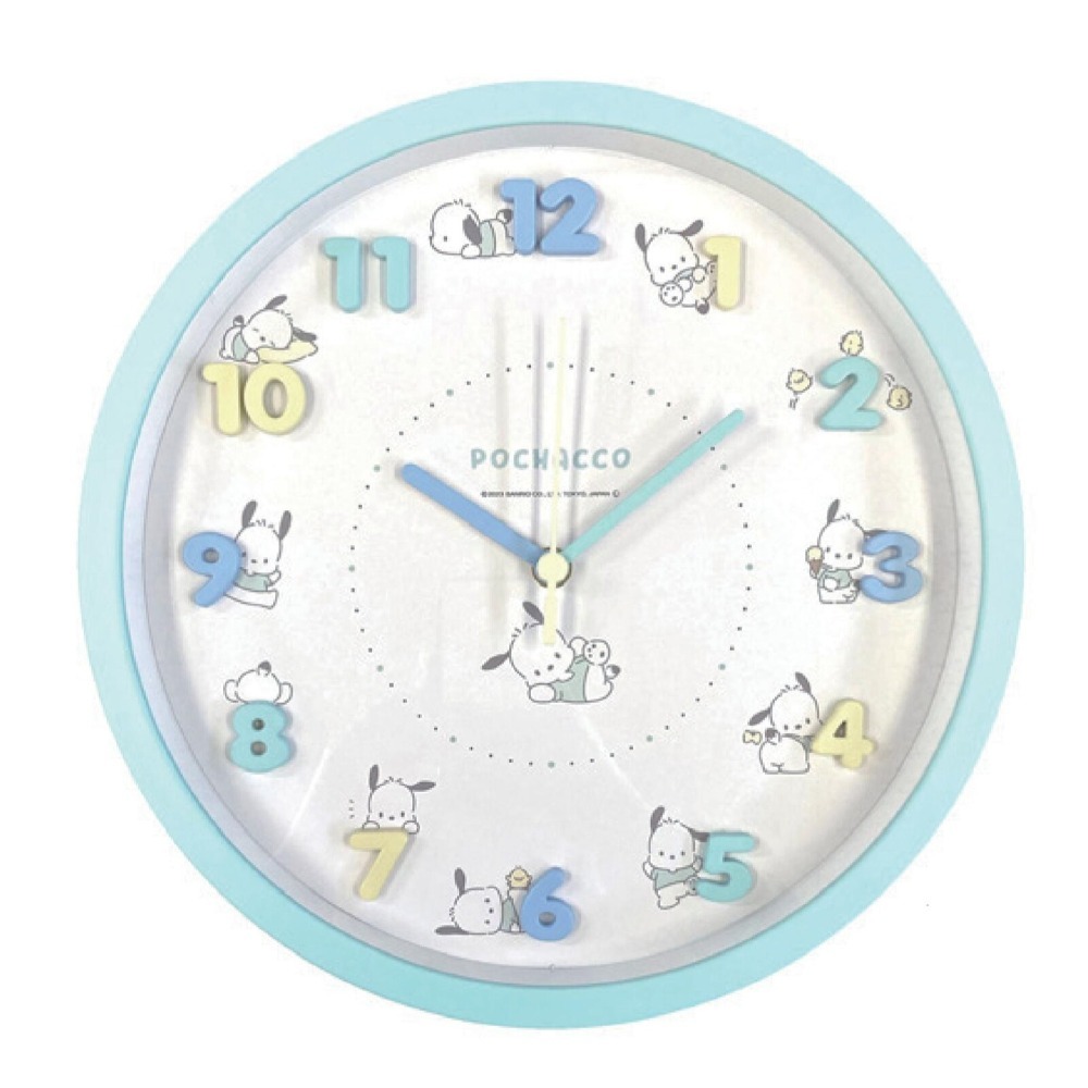 【日本正版】圓形掛鐘 立體數字 連續秒針無滴答聲 禮物 生日禮物 三麗鷗 寶可夢-規格圖7