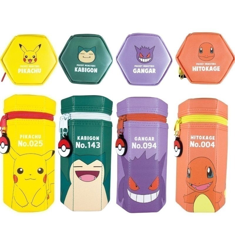 【現貨-日本正版】 寶可夢 六角型筆袋 收納包 鉛筆盒 皮卡丘 卡比獸 耿鬼 夢幻 傑尼龜-細節圖2