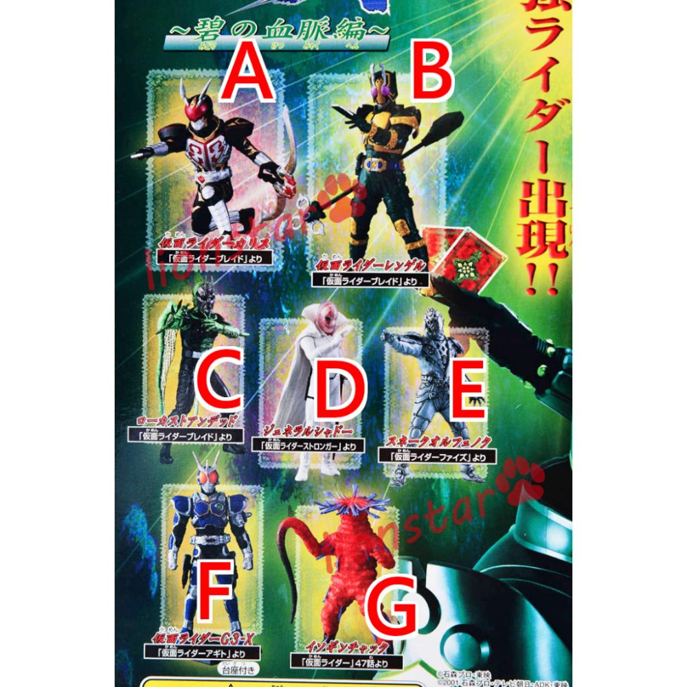 絕版 萬代 假面騎士 假面騎士劍 碧之血脈編 假面 BANDAI 假面騎士 怪人 影子 毒蛇 海葵 血脈篇 扭蛋 轉蛋-細節圖2
