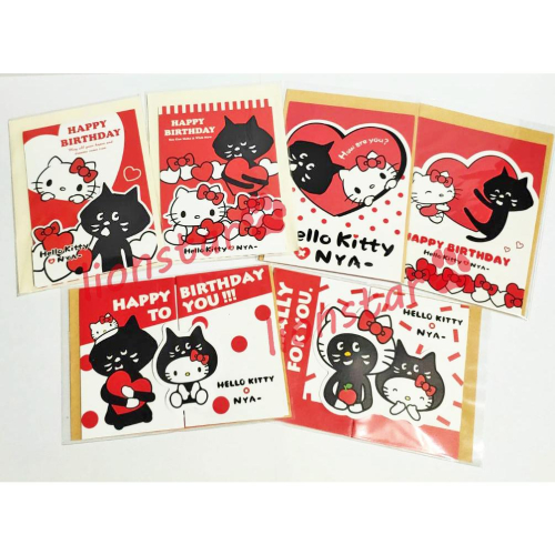 正版 三麗鷗 Hello Kitty NYA- 聯名 卡片 小卡 生日卡 萬用卡 禮物卡 信紙 信封 祝福卡 貓 NYA