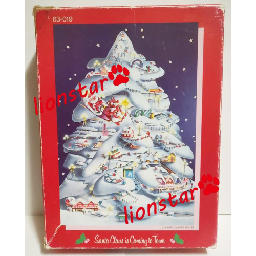日本製 夜光 聖誕樹 300片 拼圖 二手 正版 收藏 絕版 玩具 聖誕節 聖誕老公公 聖誕老人 螢光 發光 聖誕