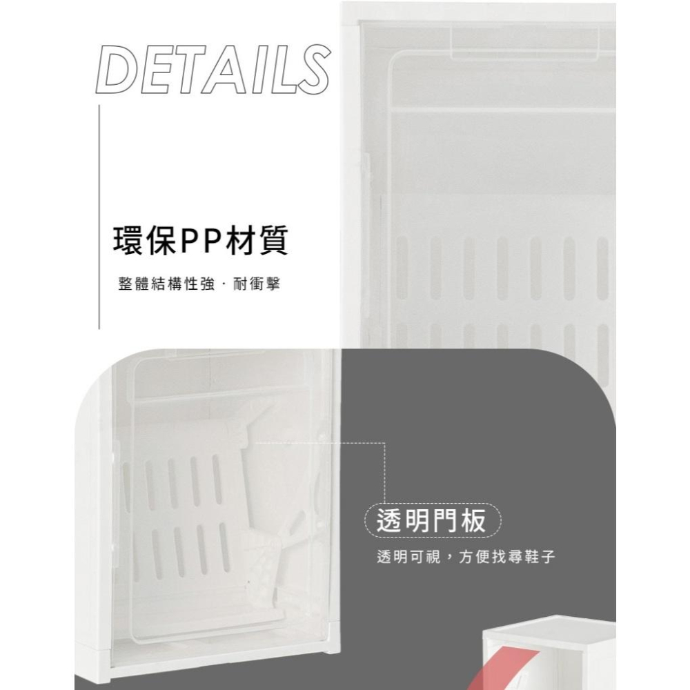 全新 極致白三層立式鞋盒 收納櫃 鞋盒 收納 整理箱 整理盒 拖鞋盒 收納盒 鞋櫃 三層 立式 組裝-細節圖3