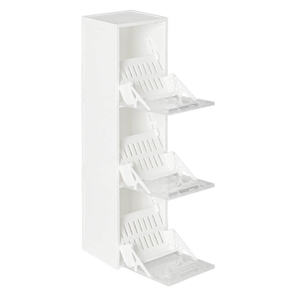 全新 極致白三層立式鞋盒 收納櫃 鞋盒 收納 整理箱 整理盒 拖鞋盒 收納盒 鞋櫃 三層 立式 組裝-細節圖7