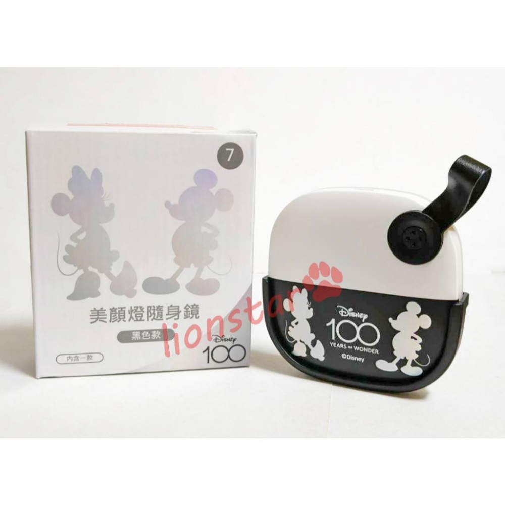 正版 迪士尼 100周年 美顏燈隨身鏡 黑色款 米奇 代購 限量 米妮 隨身鏡 鏡子 美顏燈 化妝鏡 周邊 100週年-細節圖2