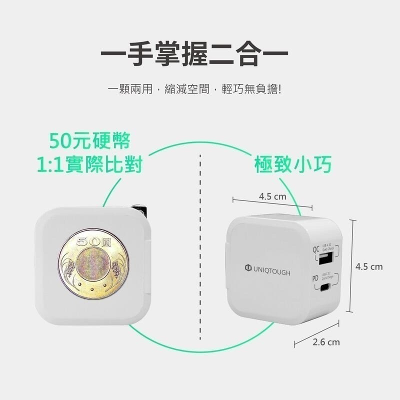 丞皇3C 小魔方 20W 『世界最小』快充頭(摺疊款)PD+QC 雙孔快速充電器 閃電快充 插頭充電頭 白色🤍-細節圖8
