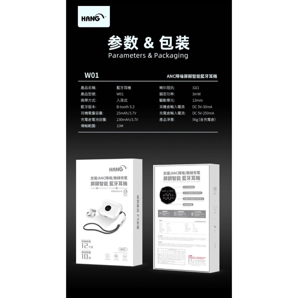 丞皇3C- HANG W01顯示型無線充電藍牙耳機 白-細節圖3
