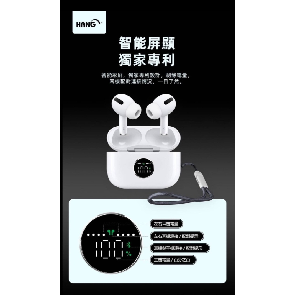 丞皇3C- HANG W01顯示型無線充電藍牙耳機 白-細節圖9