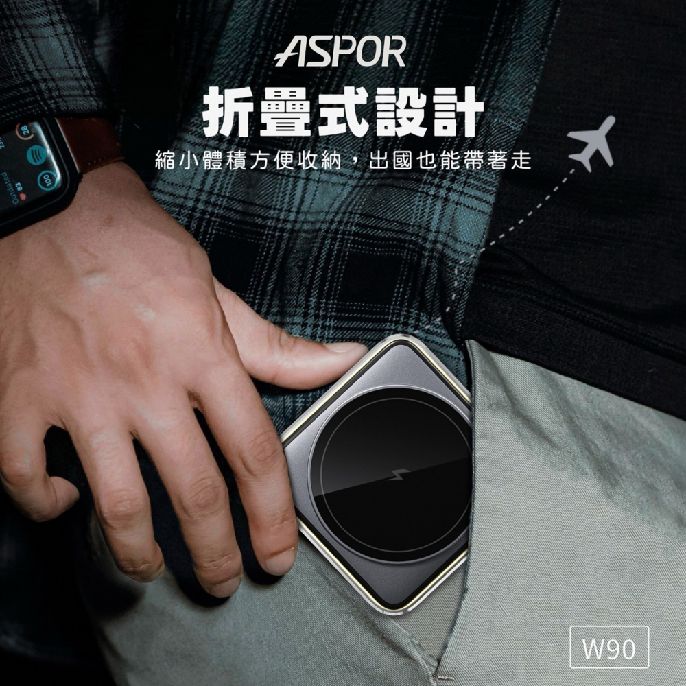 丞皇3C - ASPOR W90 小魔方磁吸折疊無線充電座 22W快充 小夜燈-細節圖5
