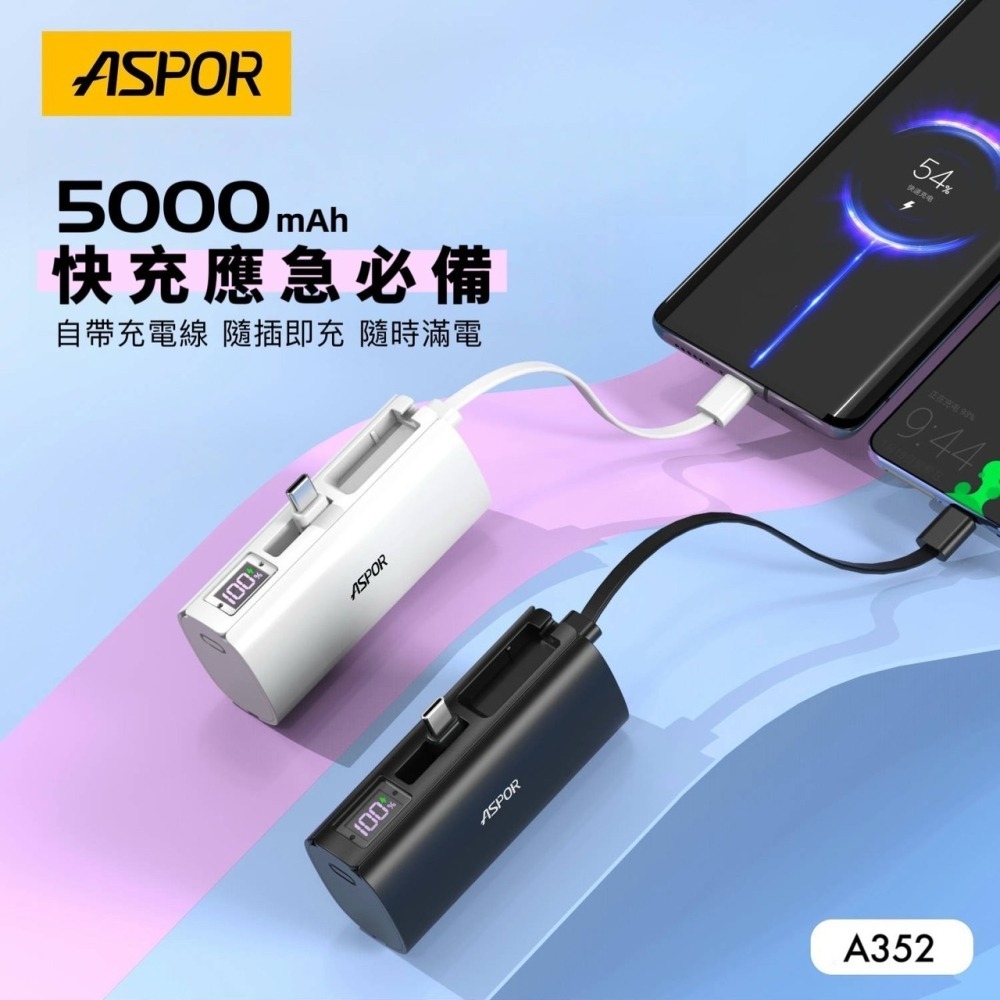 丞皇3C - ASPOR  隱藏收腳口袋行動電源-數顯快充版 5000mah-細節圖2