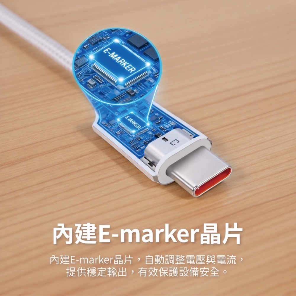 丞皇3C - UNIQTOUGH APEX 極速編織充電線 C to C真100W PD快充E-marker晶片-細節圖3