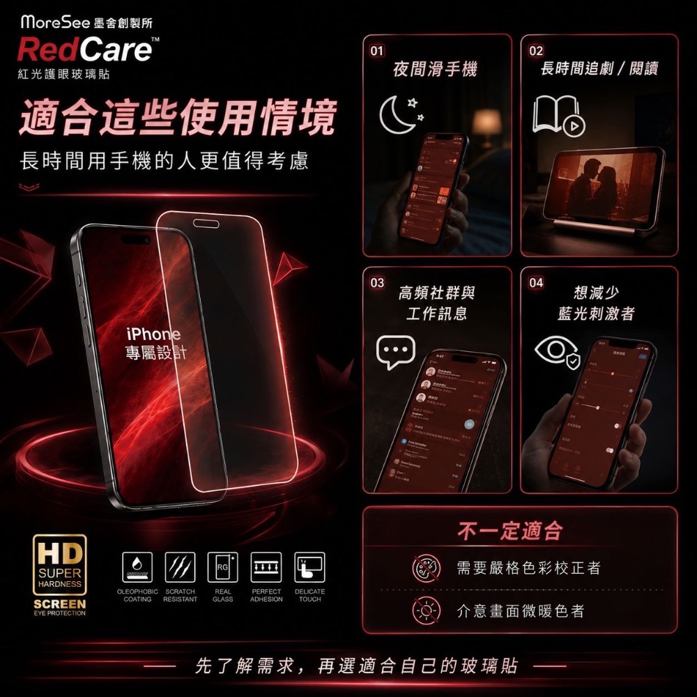 墨舍 2026新型量子點紅光玻璃保護貼 重新定義護眼光學技術-細節圖6