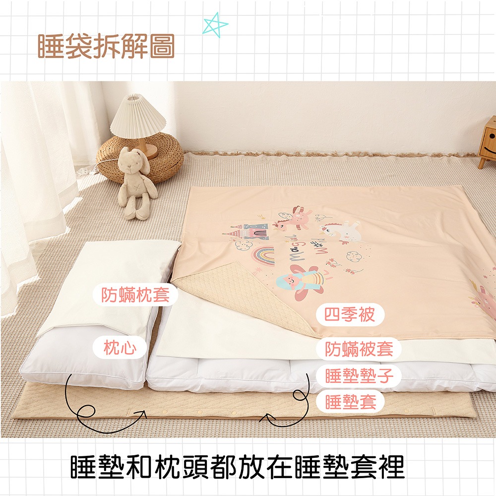 【cchhaaww】兒童睡袋  幼兒園午睡墊 加厚6公分 防塵蟎 可機洗烘乾 台灣製 現貨-細節圖9