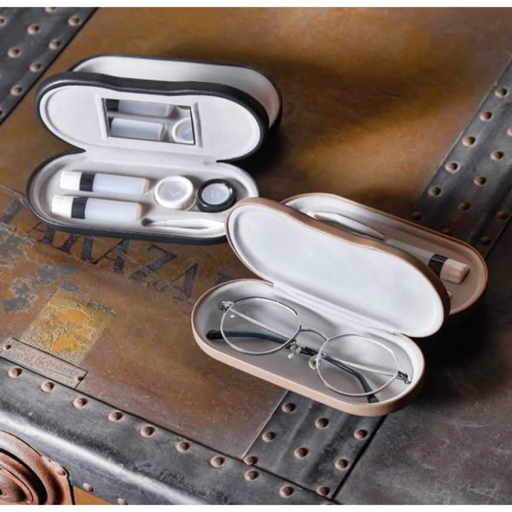 日本3COINS多功能眼鏡收納盒 日本帶回的 米色/黑色-細節圖2