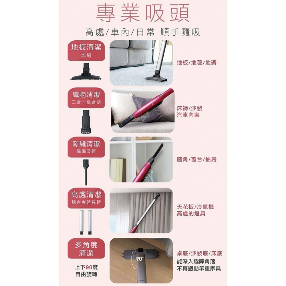 公司貨 AIWA 愛華 Slim 2way 兩用手持無線勁量吸塵器 AR-1601-細節圖5