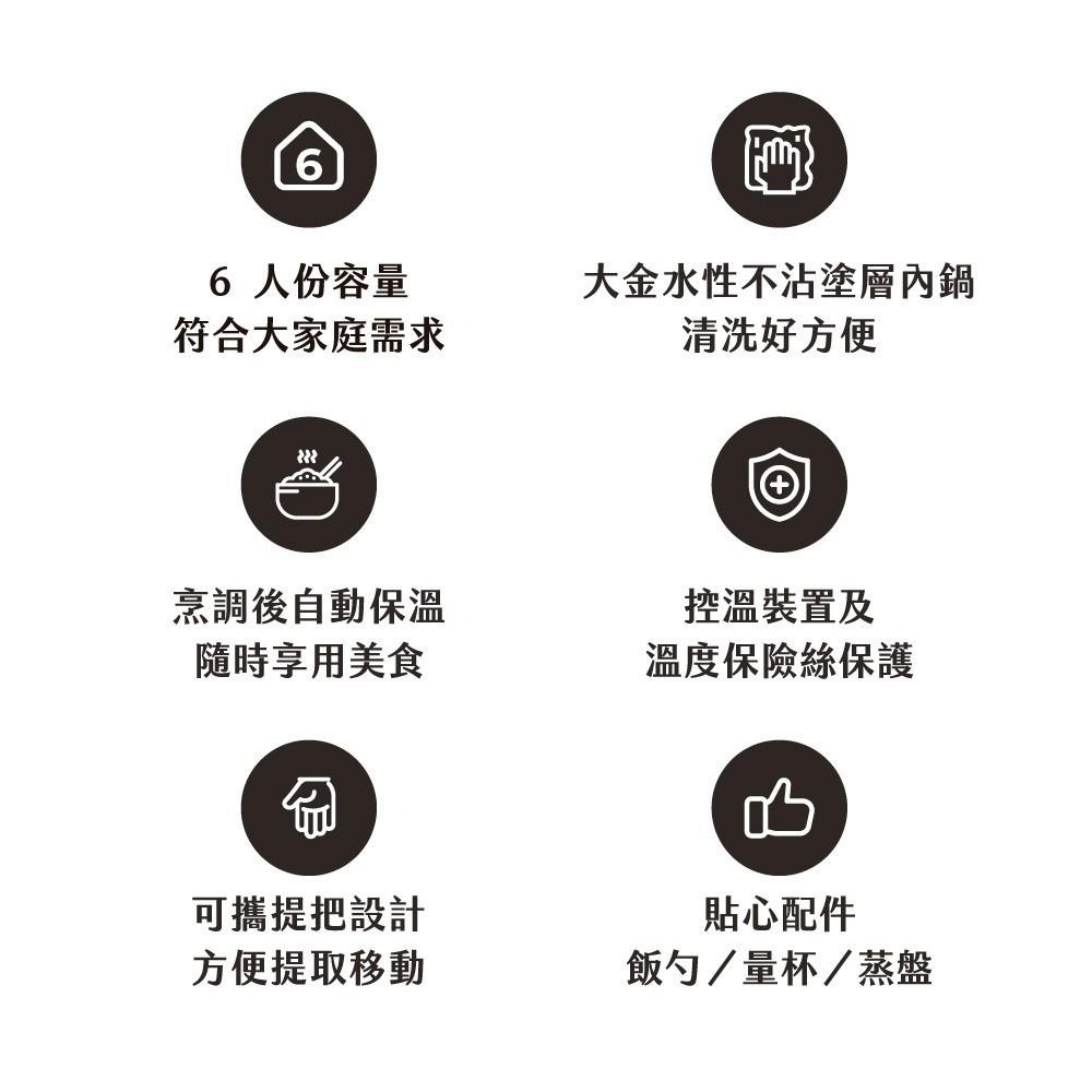 原廠公司貨【AIWA 愛華】6人份電子鍋 EC-6 六人份-細節圖2