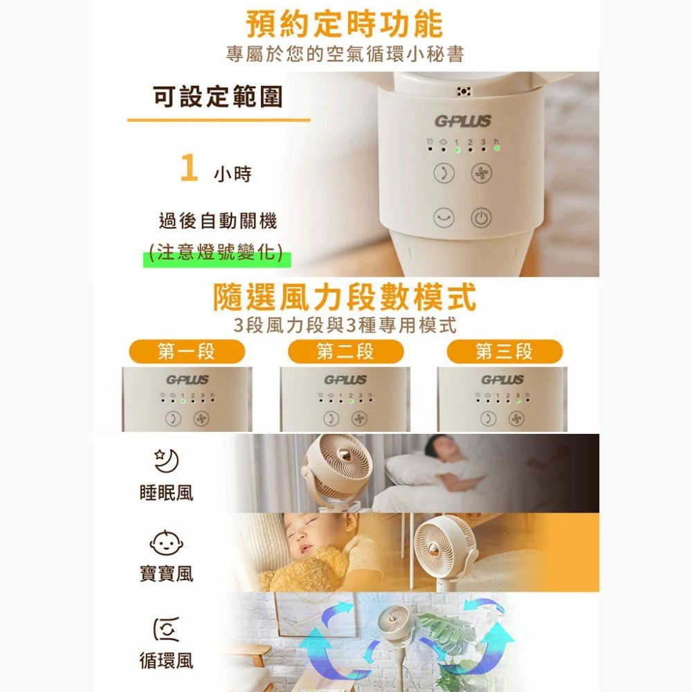 原廠公司貨【G-PLUS】GP小雷達 空氣循環7吋四季扇 GP-D02A-細節圖4
