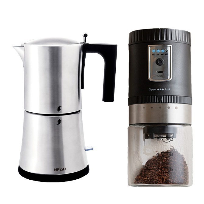 摩卡壺+電動磨豆機