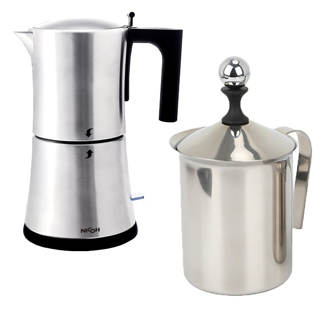 獨家贈送 ~ 壓粉片 日本 NICOH 304不鏽鋼 電動摩卡壺 MK-06-規格圖7