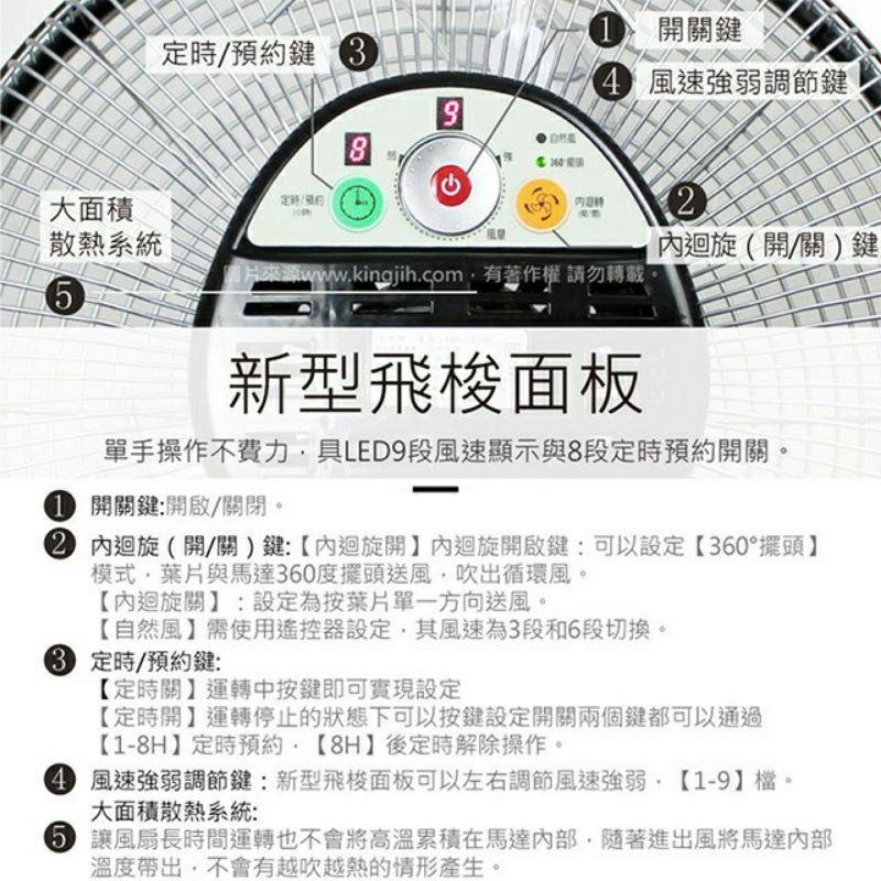 多件優惠 中央牌 14吋DC內旋式遙控循環桌扇 KDF-141SR 絢麗白/貴族黑-細節圖2