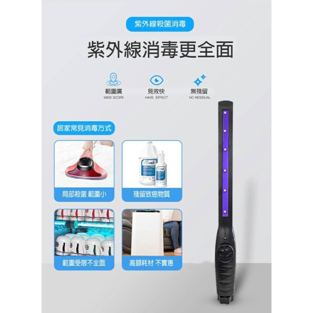急速出貨 最新款 UV-C 6燈珠 紫外線殺菌燈  紫外線消毒棒紫光UV家用小型便攜式手持 消毒燈 消毒器 殺菌燈-細節圖3