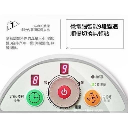 中央牌 14吋DC節能內旋式遙控循環立扇 KDS-142SR(黑) / (白) 循環扇-細節圖6