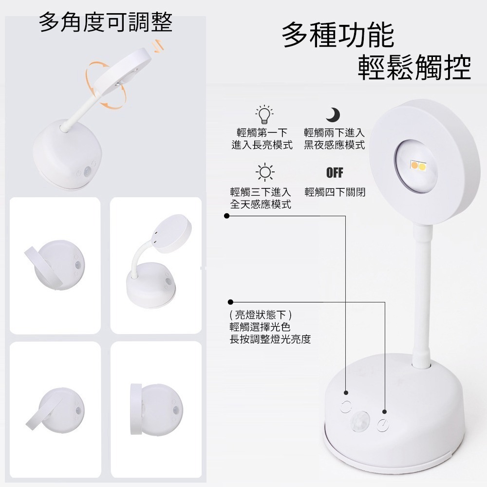 最新款 三色光源升級遙控版 充電式投射燈 LED人體感應燈 照畫燈 小夜燈-細節圖7
