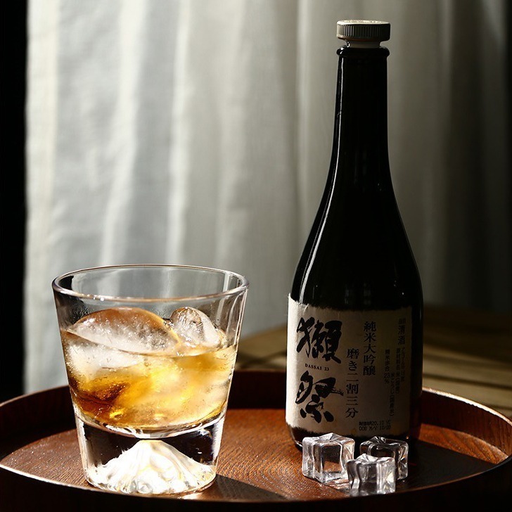 急速出貨 【贈 大冰球模】 富士山造型杯 酒杯 威士忌杯 木盒 櫻花雪山杯無鉛水晶玻璃杯水杯茶杯酒杯櫻花杯-細節圖4