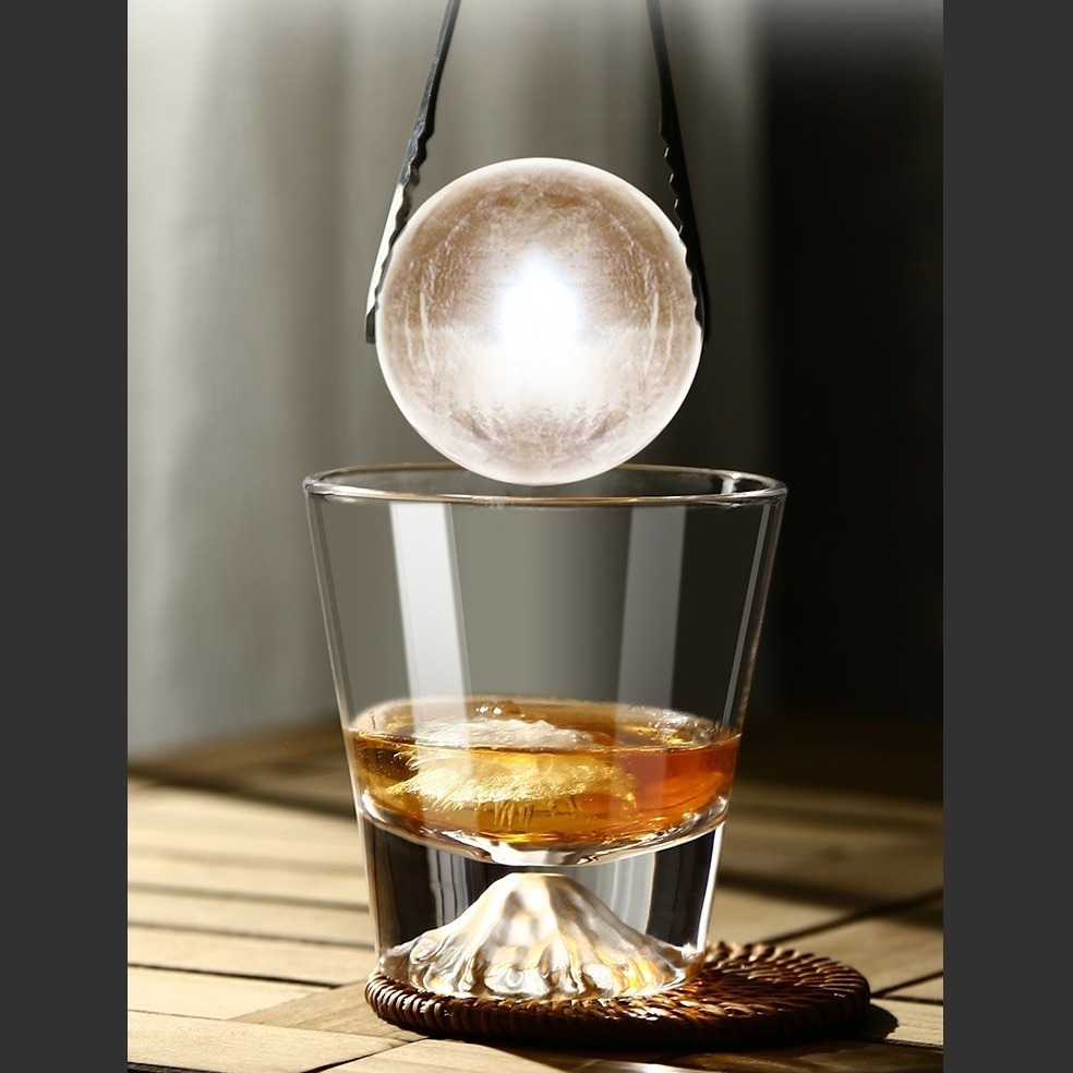 急速出貨 【贈 大冰球模】 富士山造型杯 酒杯 威士忌杯 木盒 櫻花雪山杯無鉛水晶玻璃杯水杯茶杯酒杯櫻花杯-細節圖6