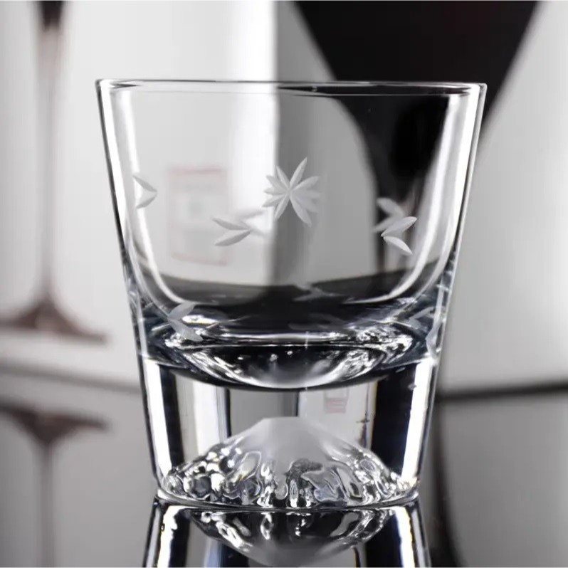 急速出貨 【贈 大冰球模】 富士山造型杯 酒杯 威士忌杯 木盒 櫻花雪山杯無鉛水晶玻璃杯水杯茶杯酒杯櫻花杯-細節圖9
