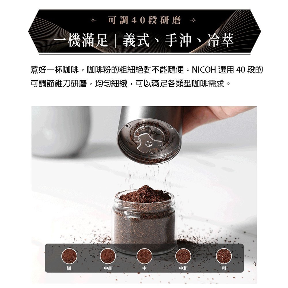 【日本NICOH】便攜式 USB電動磨豆機 NK-M08-細節圖5