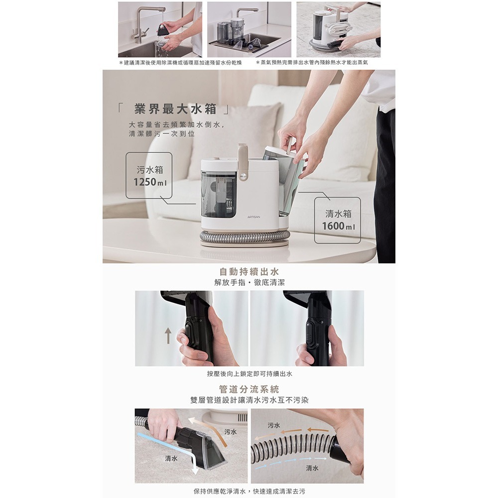 公司貨【ARTISAN 奧堤森】 蒸氣防黴織物清潔機 SC3000 殺菌 除蹣 清潔-細節圖7