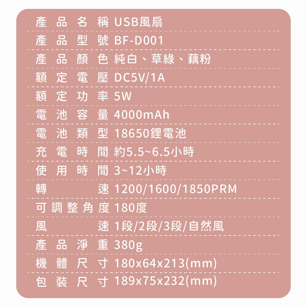 【G-PLUS】5吋USB充電式風扇 BF-D001 充電式風扇 桌扇 吊扇 壁扇 電扇 USB風扇 露營 悠遊戶外-細節圖11