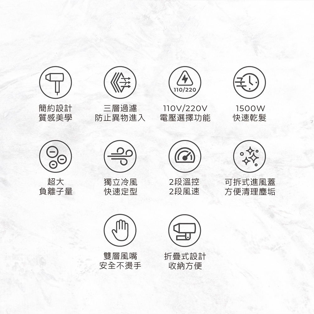 【AIWA愛華】雙電壓 負離子 吹風機 AHD-2202D 快速乾髮-細節圖2