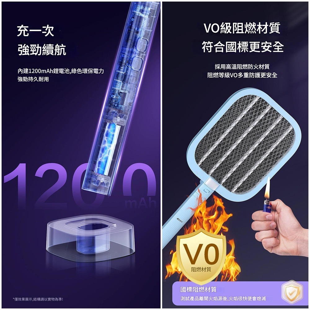 綠光追蹤尋蚊 加長型伸縮電蚊拍=捕蚊燈 電蚊拍 捕蚊燈 4000V瞬間高壓 type-c 附立座-細節圖5