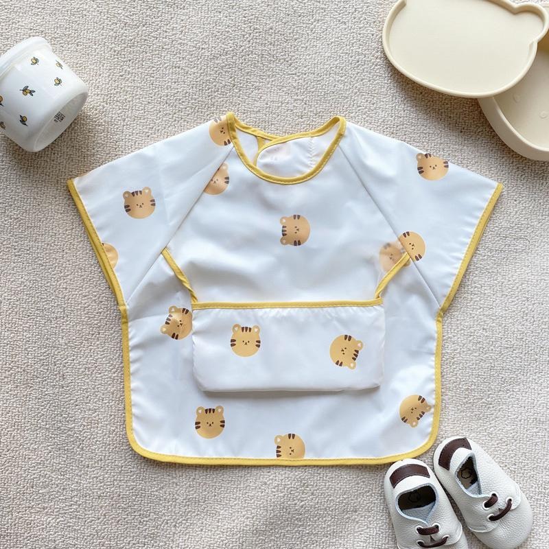 24H台灣出貨🚚INS防汙衣 韓國官方 衣圍 兜衣 圍兜 短袖圍兜/寶寶防汙/圍兜/繪畫用具/畫畫衣/吃飯衣/防髒衣/-細節圖7