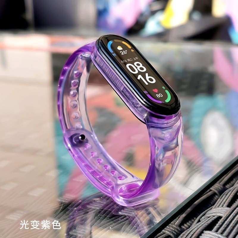 小米7 小米6 變色手環 小米手環6/5  小米手環 3/4 小米4 錶帶 腕帶 單色腕帶 矽膠 小米手環錶 夏日限定-細節圖2
