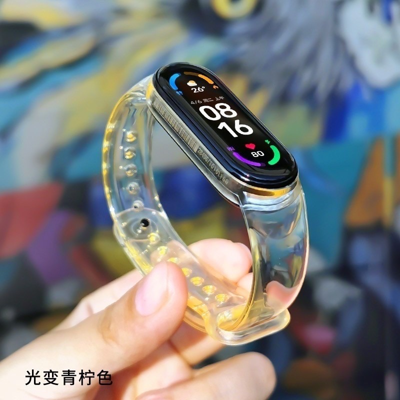 小米7 小米6 變色手環 小米手環6/5  小米手環 3/4 小米4 錶帶 腕帶 單色腕帶 矽膠 小米手環錶 夏日限定-細節圖3