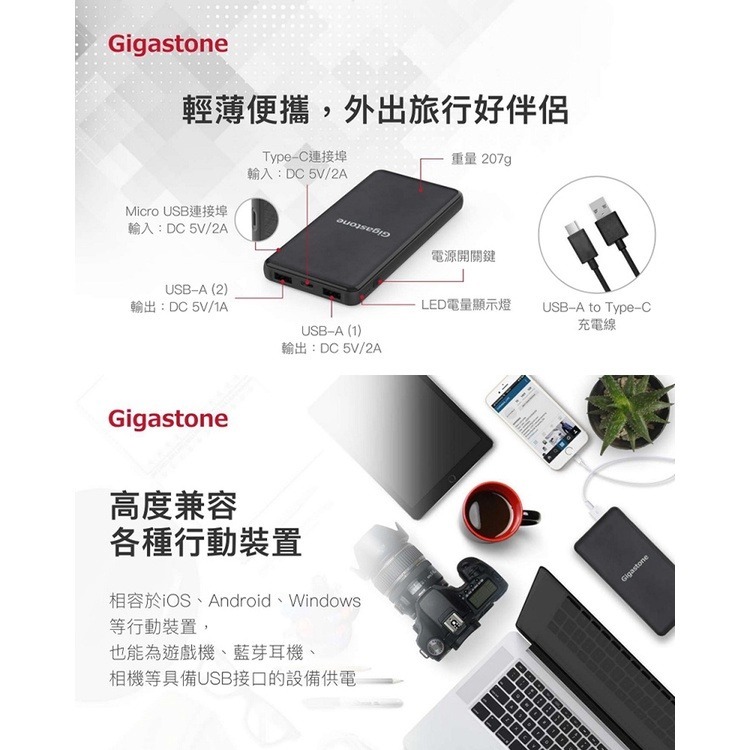 ASUS ZenPower 10050mAh 原廠名片型高容量快充行動電源 Gigastone立達 PB-7112充電器-細節圖4