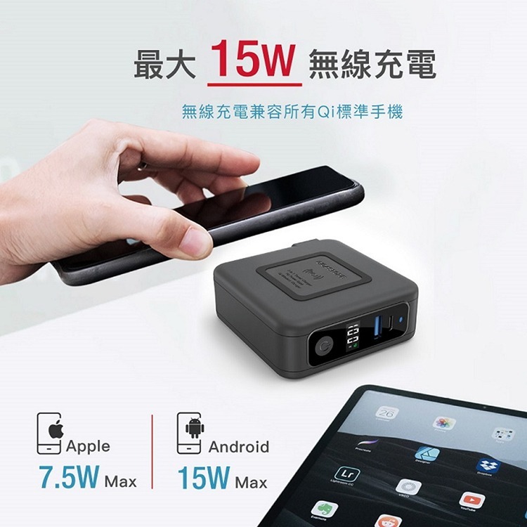 Gigastone 立達 QP-10200B 4合1 Qi無線旅充行動電源 10000mAh Type-C 快充 充電器-細節圖6