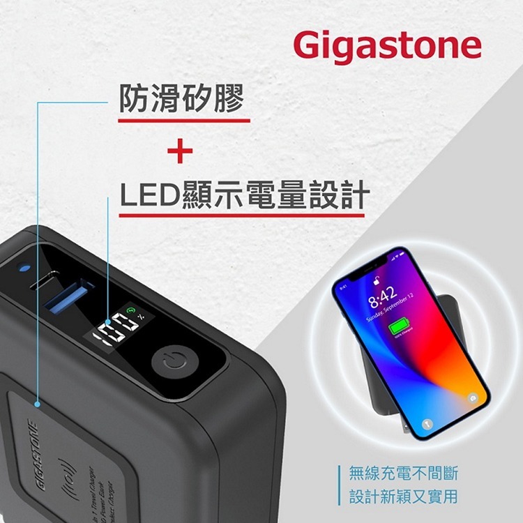 Gigastone 立達 QP-10200B 4合1 Qi無線旅充行動電源 10000mAh Type-C 快充 充電器-細節圖7